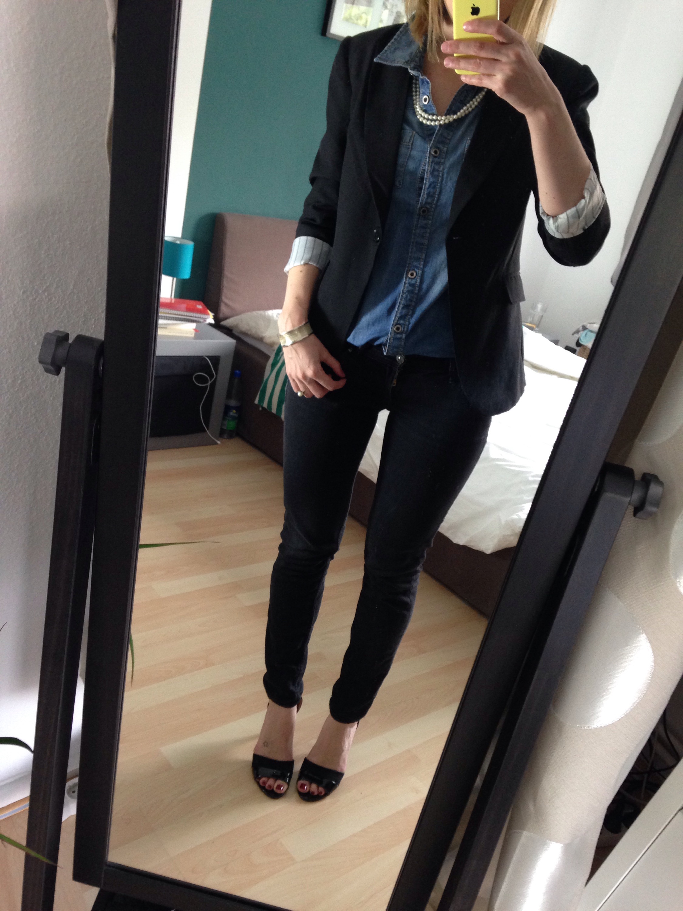 Outfit Jeanshemd Und Blazer Recklessly Restless Com