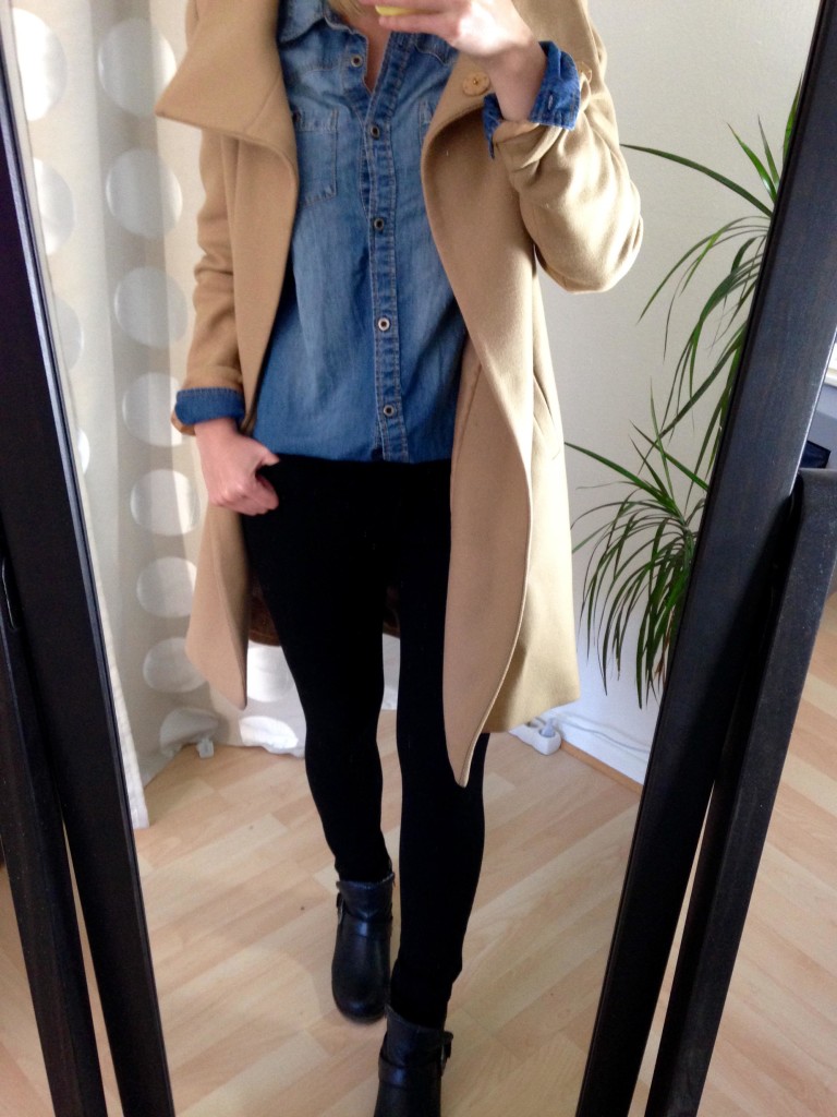 Jeans-Hemd Trenchcoat Outfit 3