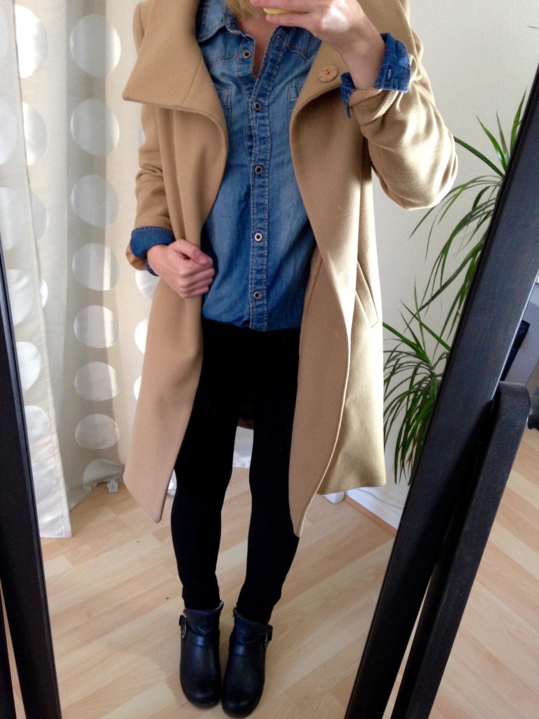Jeans-Hemd Trenchcoat Outfit