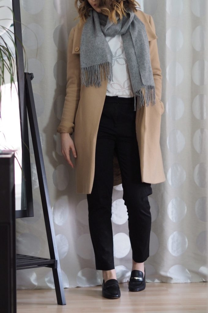 Slacks Beiger Mantel Outfit Winter 2016